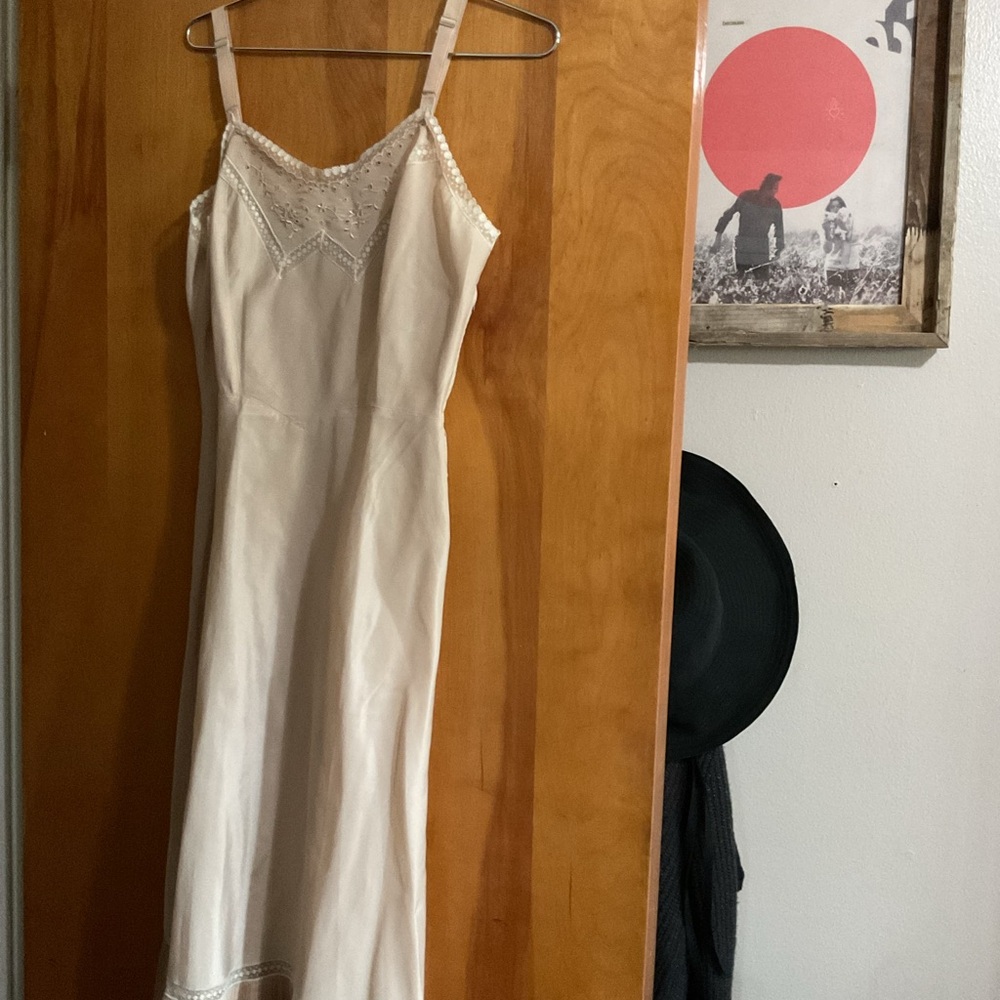 Vintage Elegant Cream Slip Dress